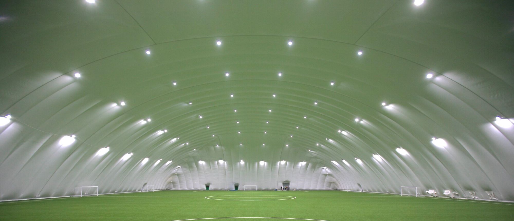 Indoor soccer field with air dome structure